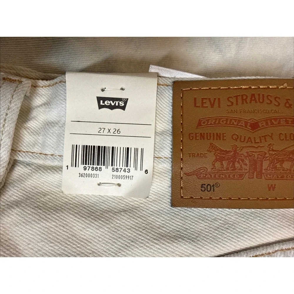 Levis 501‎ Original Cropped Jeans Womens 27x26 Light Acid Wash Premium NWT